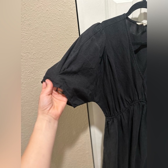 The Korner Empire Dress in Black Linen/Tencel blend Boho Lagenlook Cottagecore,M - Picture 8 of 14